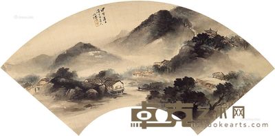 吴石僊 山水 19×46cm