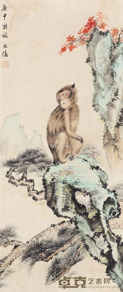 戴元俊 神猿图 95×40cm