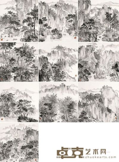 谭雷鸣 山水 33×33cm×10
