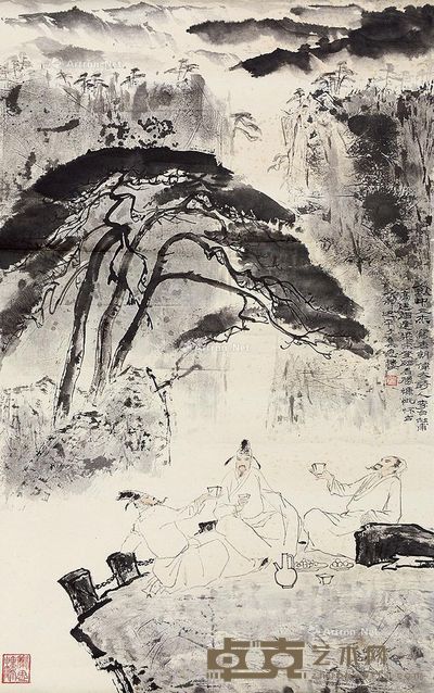 张迪平 饮中三杰 86.5×54cm