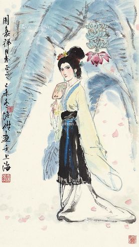 张培础 芭蕉仕女