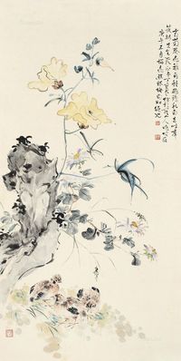 丁宝书 霜菊葵花