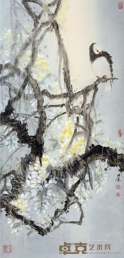 林涛 花海伫鸟 130×63cm