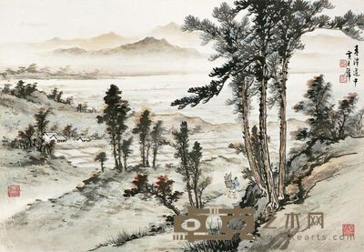 黄君璧 青潭道中 40×57cm
