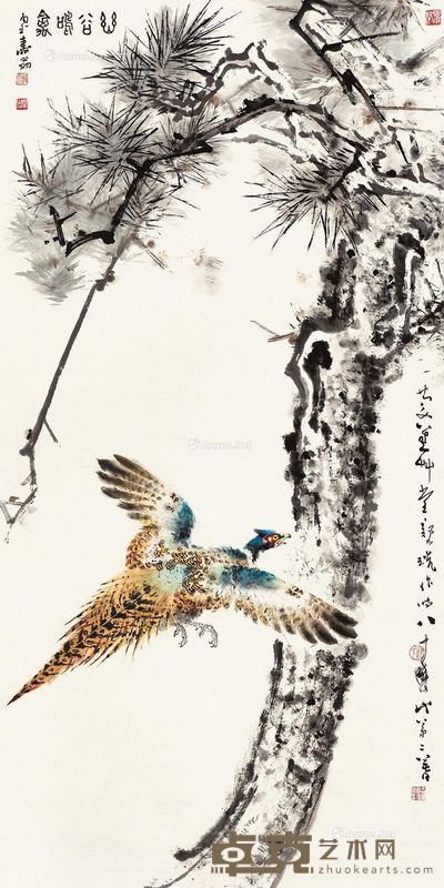 郑乃珖 幽谷鸣禽 135×68cm