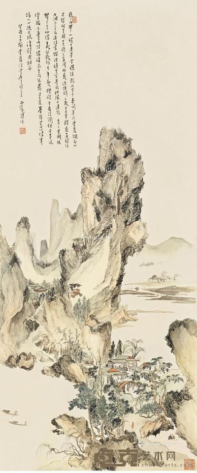 溥儒 山水清晖 113×48cm