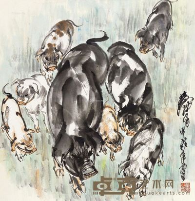 黄胄 肥年 67×67cm