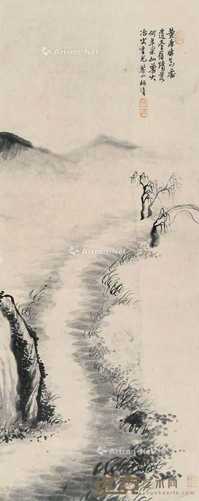 梅清 柳桥风烟图 59×23cm