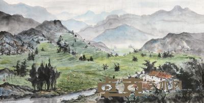 张镇金 山村春忙 69×133cm