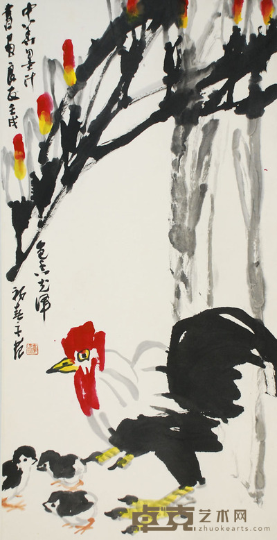 崔子范 鸡 135×68cm 约8.2平尺