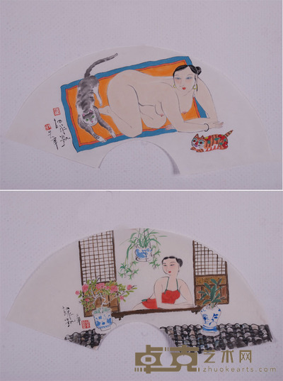 胡永凯 人物 24×68cm×2约1.5平尺每幅