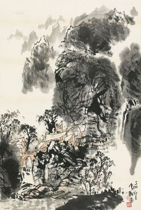 白云乡 1987年作 云山闲居 镜心
