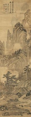 法若真 1640年作 仿董源山水 镜心