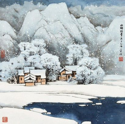 李颖 山乡瑞雪 镜框