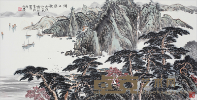 郑伊侬 山水 68x135cm