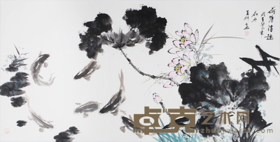 王纤 荷塘情趣 69x136cm