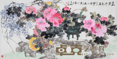 陈丁佛 万紫千红 69x136cm