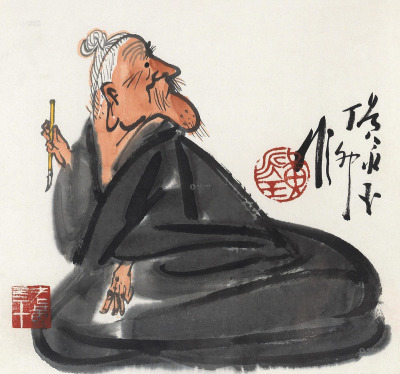 黄永玉 1987年作 诗韵图 镜框