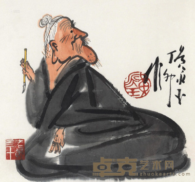黄永玉 1987年作 诗韵图 镜框 35×37cm