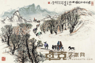 徐庶之 1981年作 塞外冰封见驴忙 镜心 45×68cm