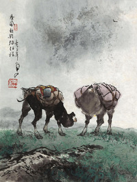 李山 2010年作 春风驼铃踏征程 镜心