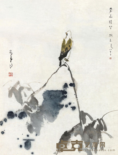 李山 花鸟 镜心 45×34cm