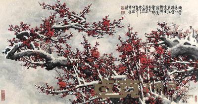 王成喜 2002年作 雪梅 镜框 93×179cm