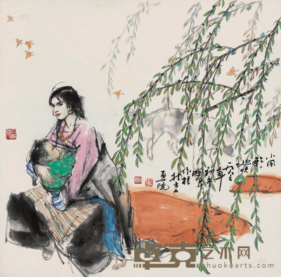 史国良 1986年作 小风轻轻地吹 立轴 67×67cm