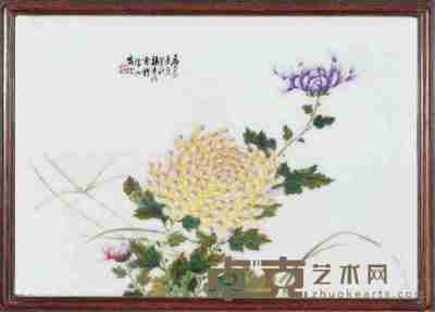 民国 张志汤粉彩花卉图瓷板 长25cm；宽18cm