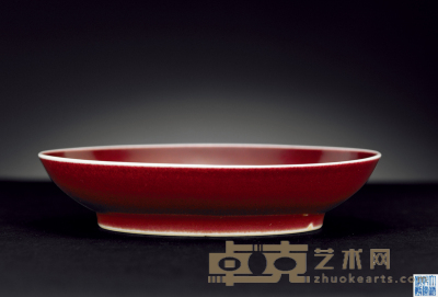 清乾隆 霁红釉盘 直径16.3cm