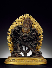 十七世纪 铜鎏金大威德金刚像