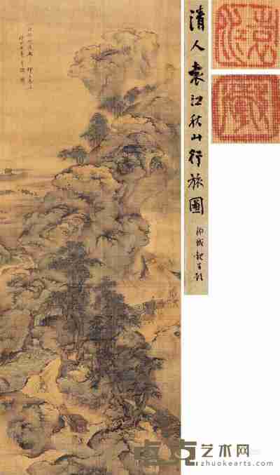 袁江 丁丑（1697）年作 拟郭熙盘车图 立轴 140×54cm