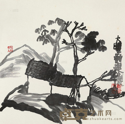 朱新建 山水 镜心 34×34cm