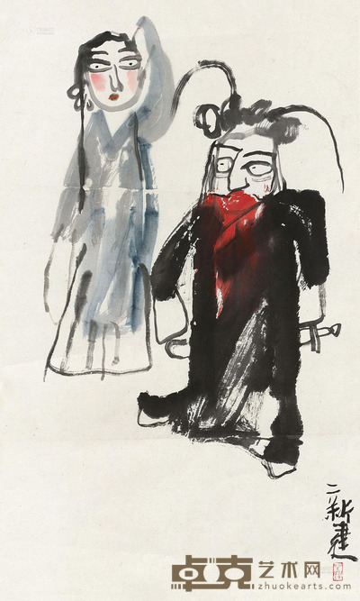 朱新建 霸王别姬 镜心 56×34cm