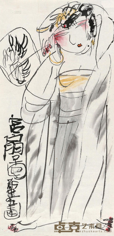 朱新建 宫扇图 镜心 68×33cm