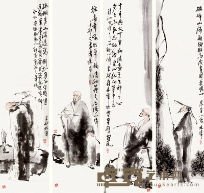 林伟 人物四条屏 