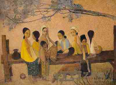 钟泗滨 马来生活趣 82×109.5cm.