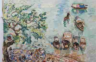 张荔英 约1950年代作 舢舨翩翩