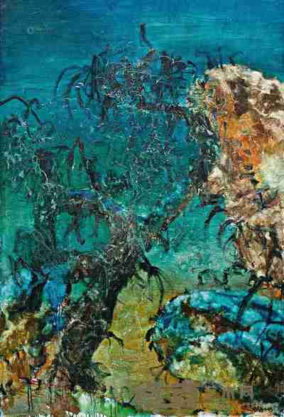 周春芽 1993年作 山石系列 195×130cm.