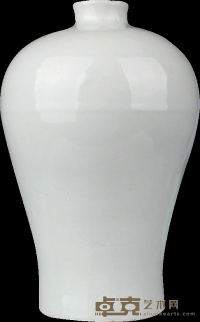 甜白釉暗花牡丹纹梅瓶 26×16 cm