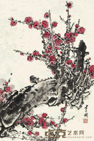 陈永锵 红梅 立轴 68×46cm