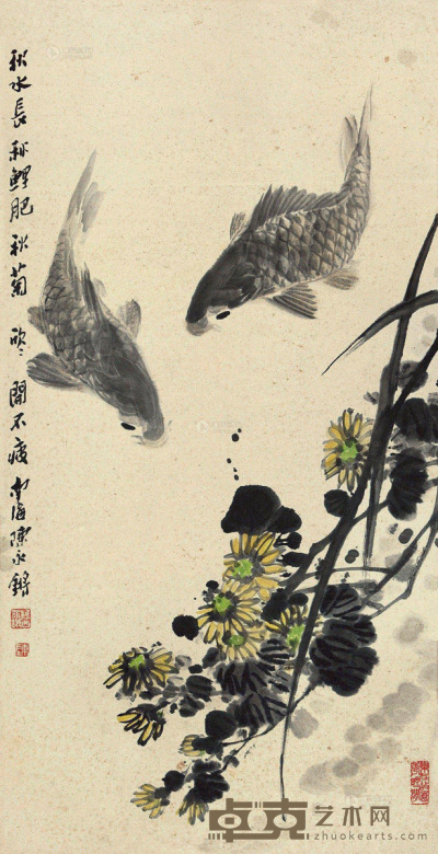 陈永锵 鱼戏 立轴 87×45cm