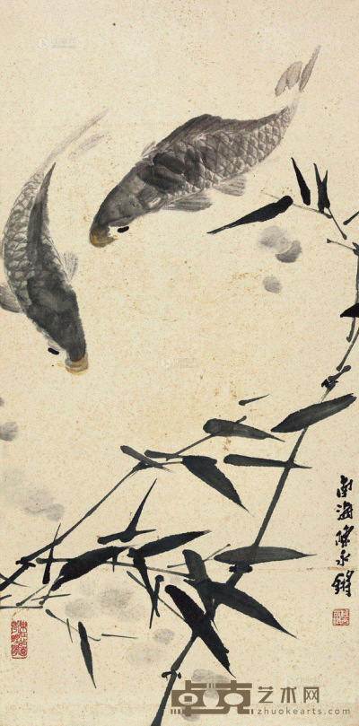 陈永锵 鱼戏 立轴 86×43cm