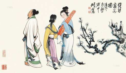胡若思 携琴赏梅 镜片