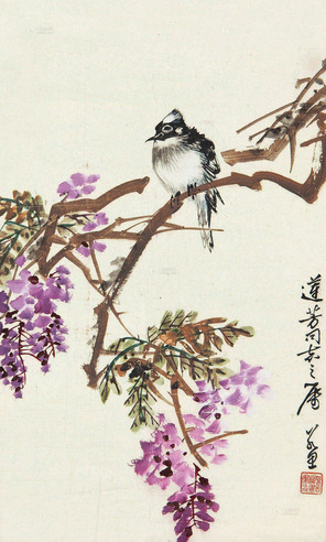 胡若思 紫藤小鸟 镜片