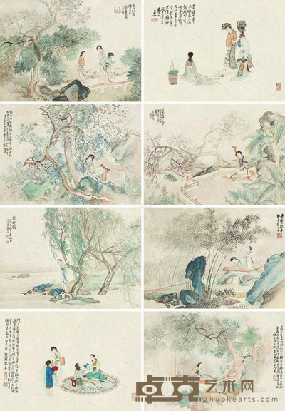 包栋 仕女 册页 (八开) 27×38cm×8