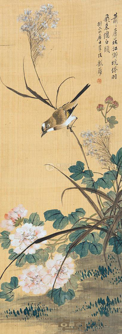 佚名 芦塘小鸟 镜片 62×23cm