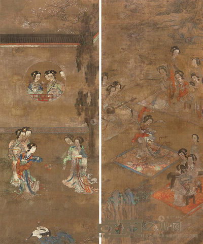 佚名 仕女 (二幅) 镜片 117×48cm×2