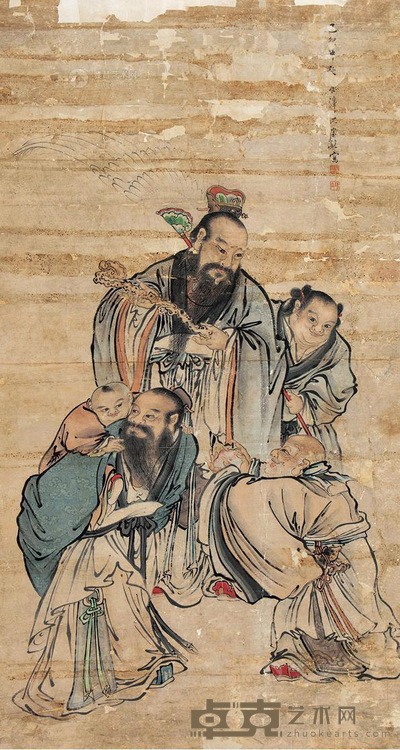 沈宗维 群仙祝寿 镜片 172×90cm