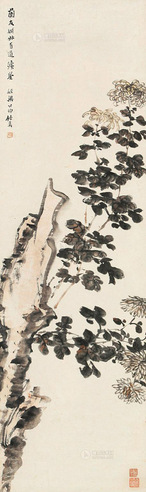 梁公约 菊石图 立轴